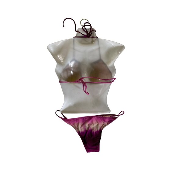 Fashion Nova Ombre Halter Bikini X-Large Pink/Beige Swimwear Sexy Beach Pool Y2K - Picture 2 of 9